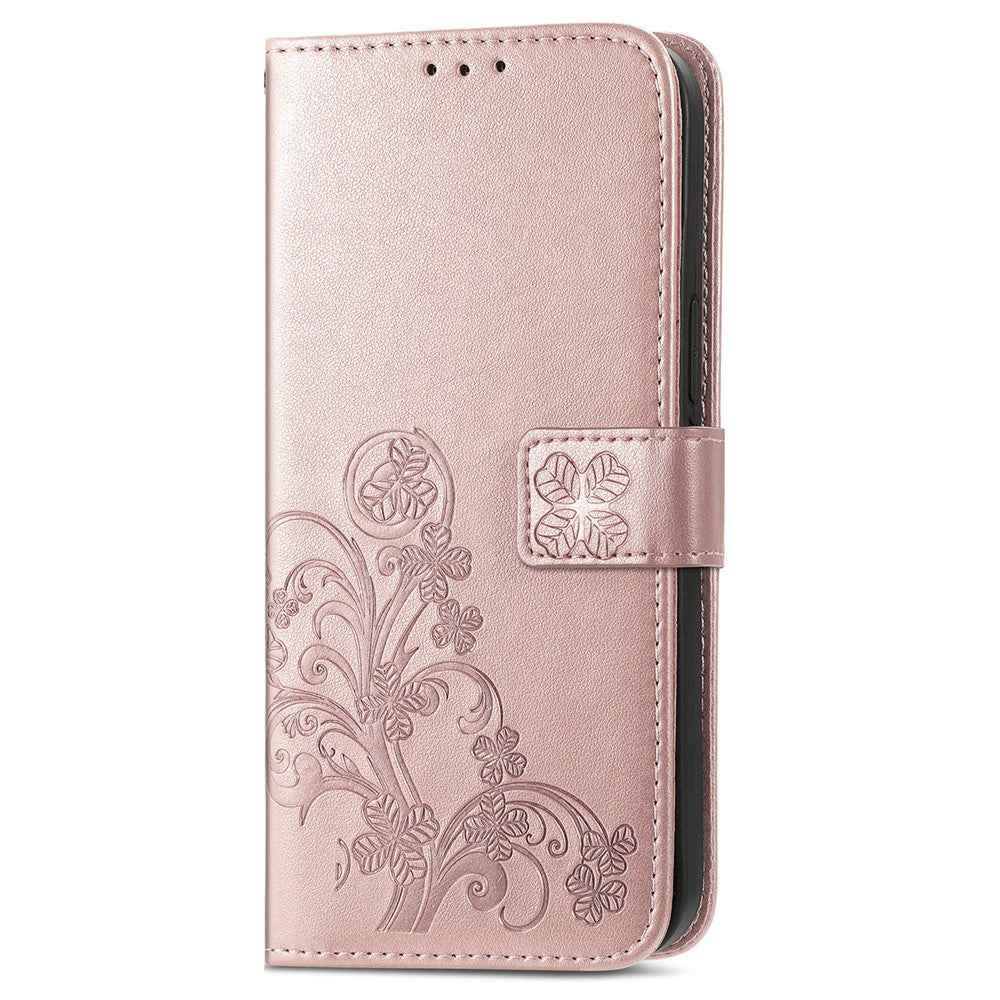 For Xiaomi 17 Pro Leather Case Four-Leaf Clover Wallet Phone Cover - Rose Gold