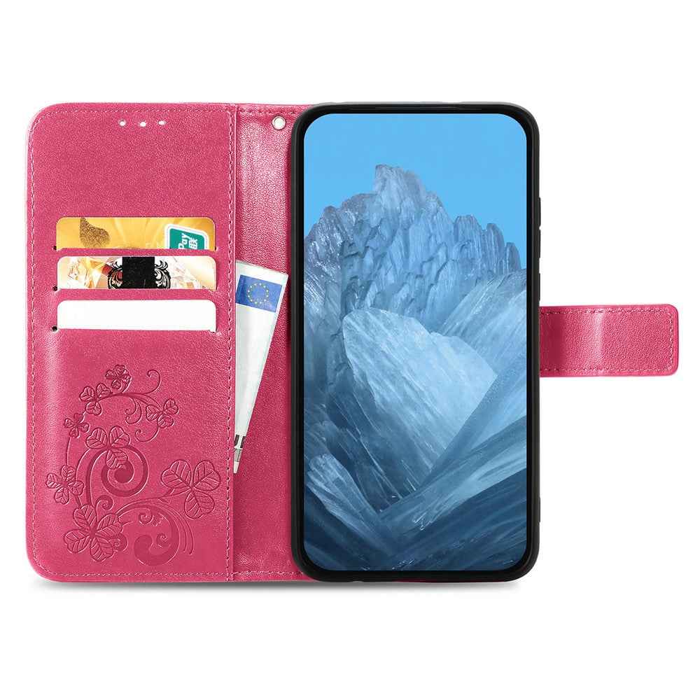 For Xiaomi 17 Pro Leather Case Four-Leaf Clover Wallet Phone Cover - Rose