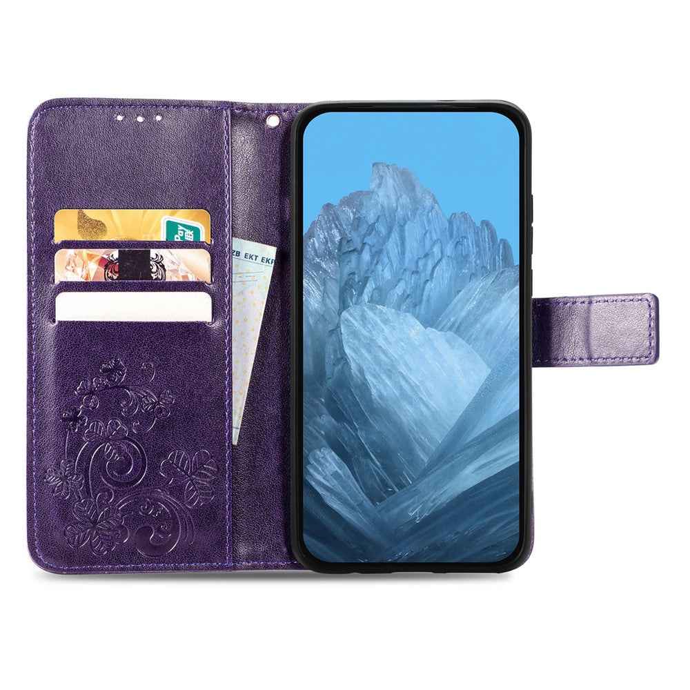 For Xiaomi 17 Pro Leather Case Four-Leaf Clover Wallet Phone Cover - Purple