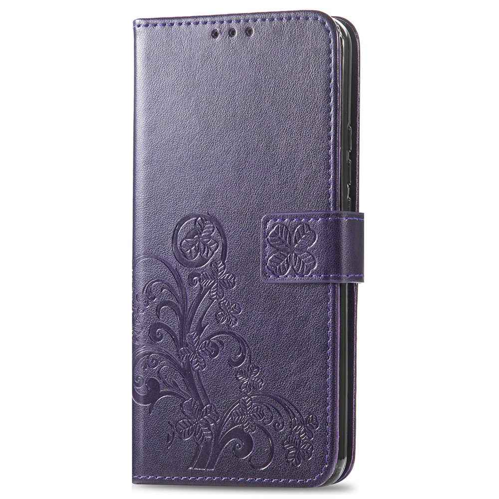 For Xiaomi 17 Pro Leather Case Four-Leaf Clover Wallet Phone Cover - Purple