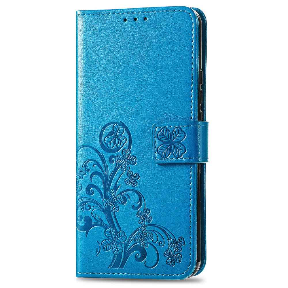 For Xiaomi 17 Pro Leather Case Four-Leaf Clover Wallet Phone Cover - Blue
