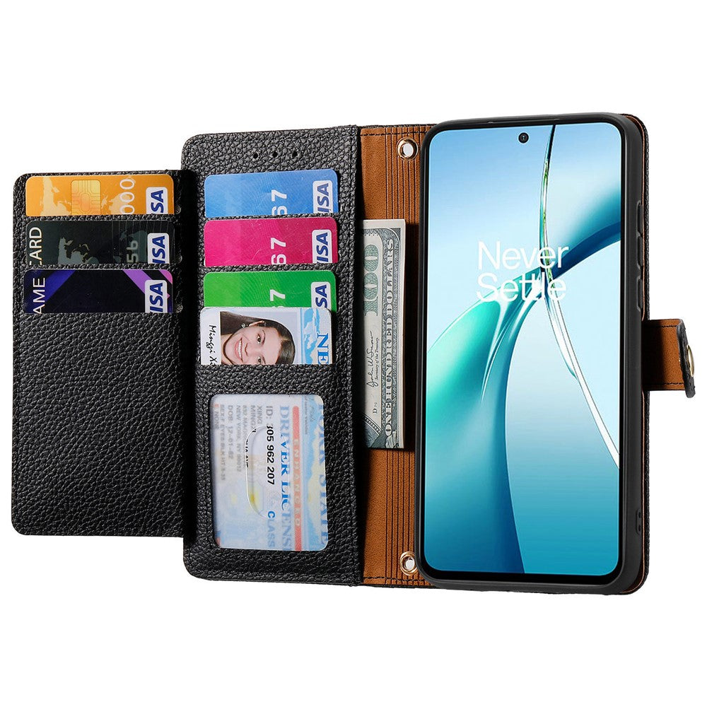 For Xiaomi 17 Pro Max Case RFID Blocking Zipper Pocket Leather Wallet Phone Cover with Strap - Black