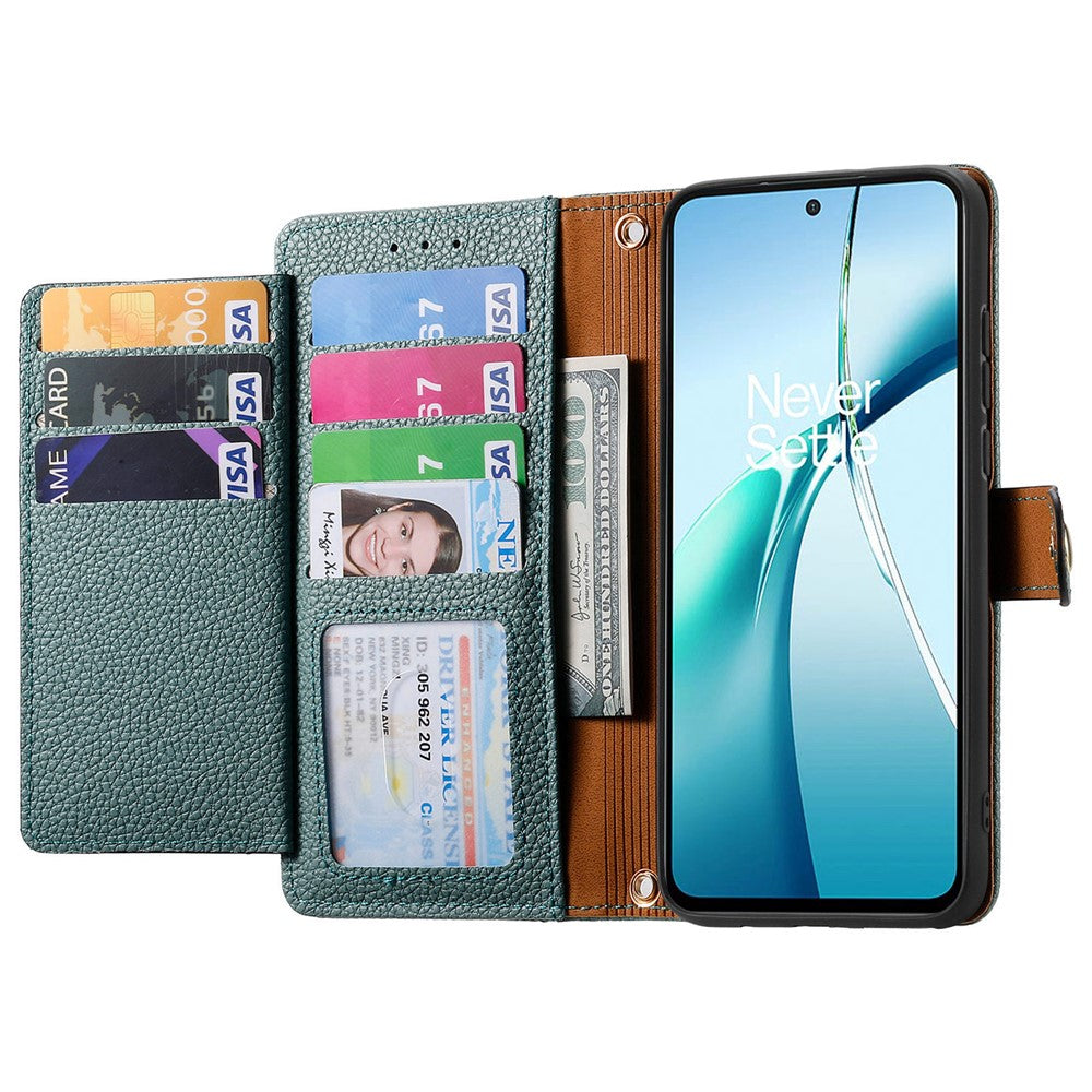 For Xiaomi 17 Pro Max Case RFID Blocking Zipper Pocket Leather Wallet Phone Cover with Strap - Green