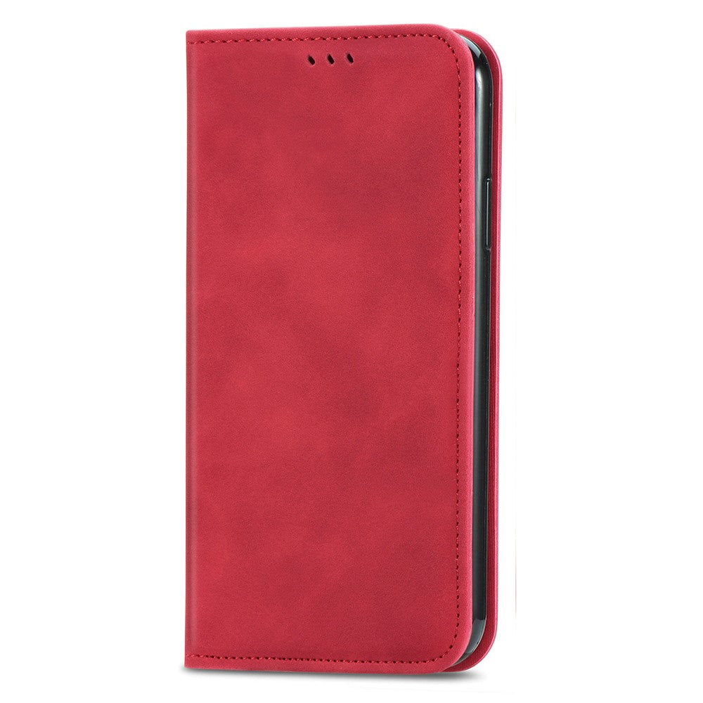 For Xiaomi 17 Pro Max Leather Case with Card Holder Magnetic Absorption Phone Cover - Red
