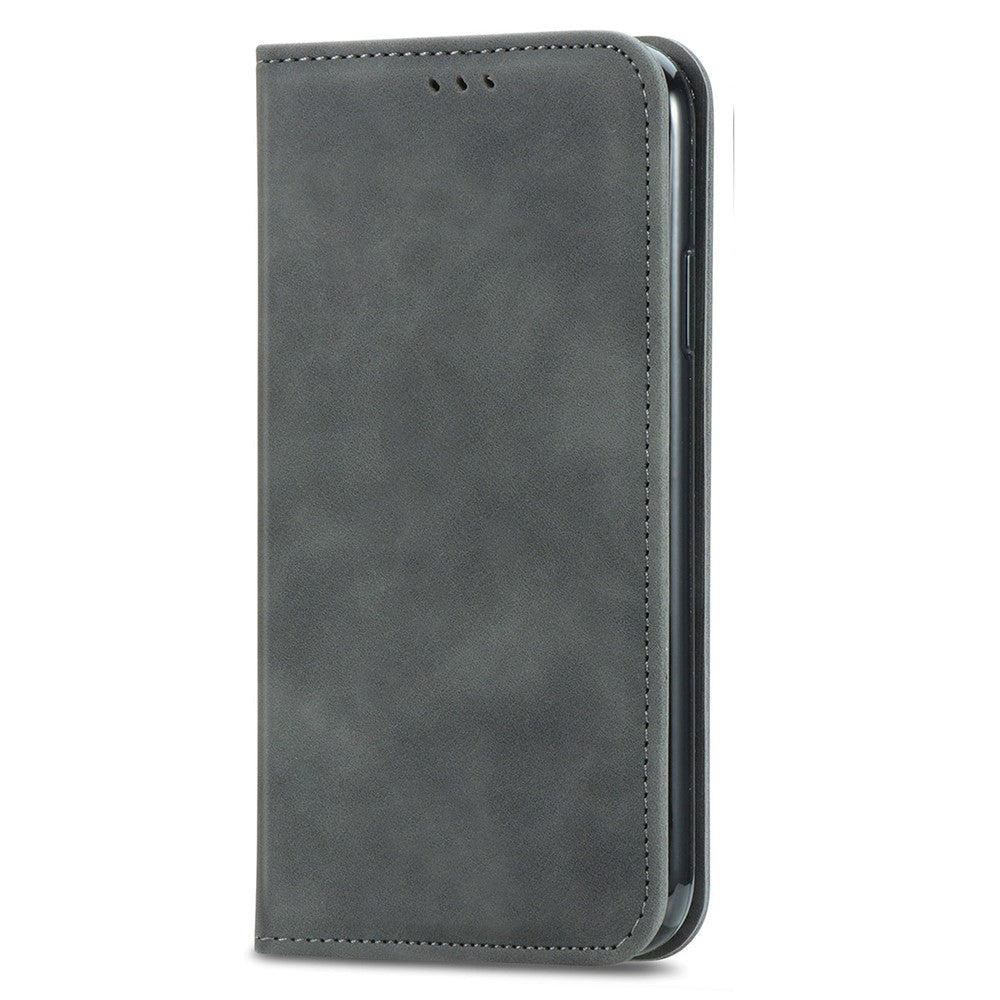 For Xiaomi 17 Pro Max Leather Case with Card Holder Magnetic Absorption Phone Cover - Grey