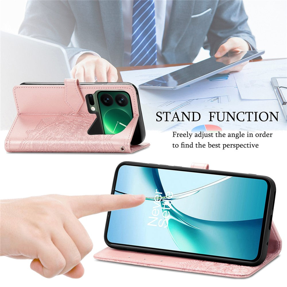 For Xiaomi 17 Pro Max Case Wallet Mandala Flower Leather Phone Cover Stand View - Rose Gold