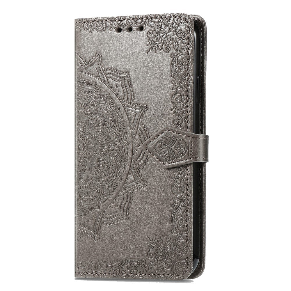For Xiaomi 17 Pro Max Case Wallet Mandala Flower Leather Phone Cover Stand View - Grey