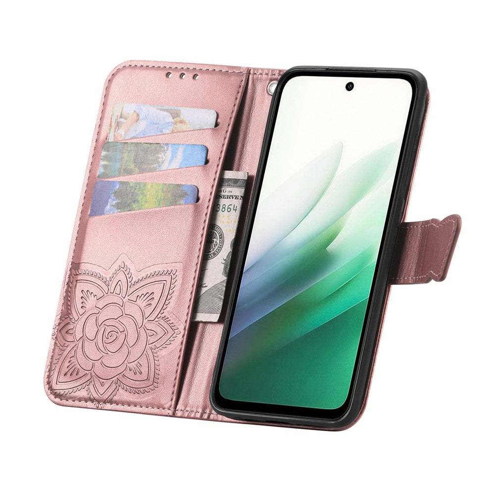 For Xiaomi 17 Pro Max Case with Strap Butterfly Pattern PU Leather Wallet Phone Cover - Rose Gold