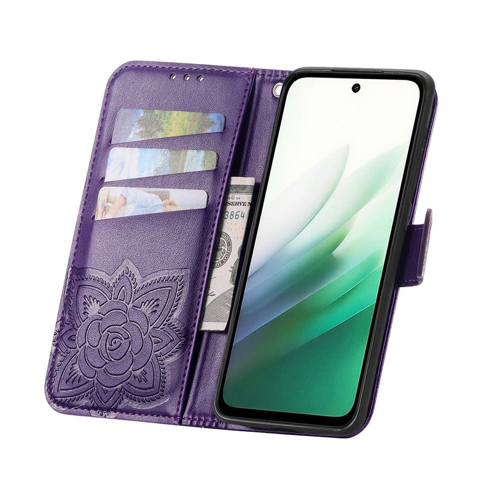 For Xiaomi 17 Pro Max Case with Strap Butterfly Pattern PU Leather Wallet Phone Cover - Dark Purple