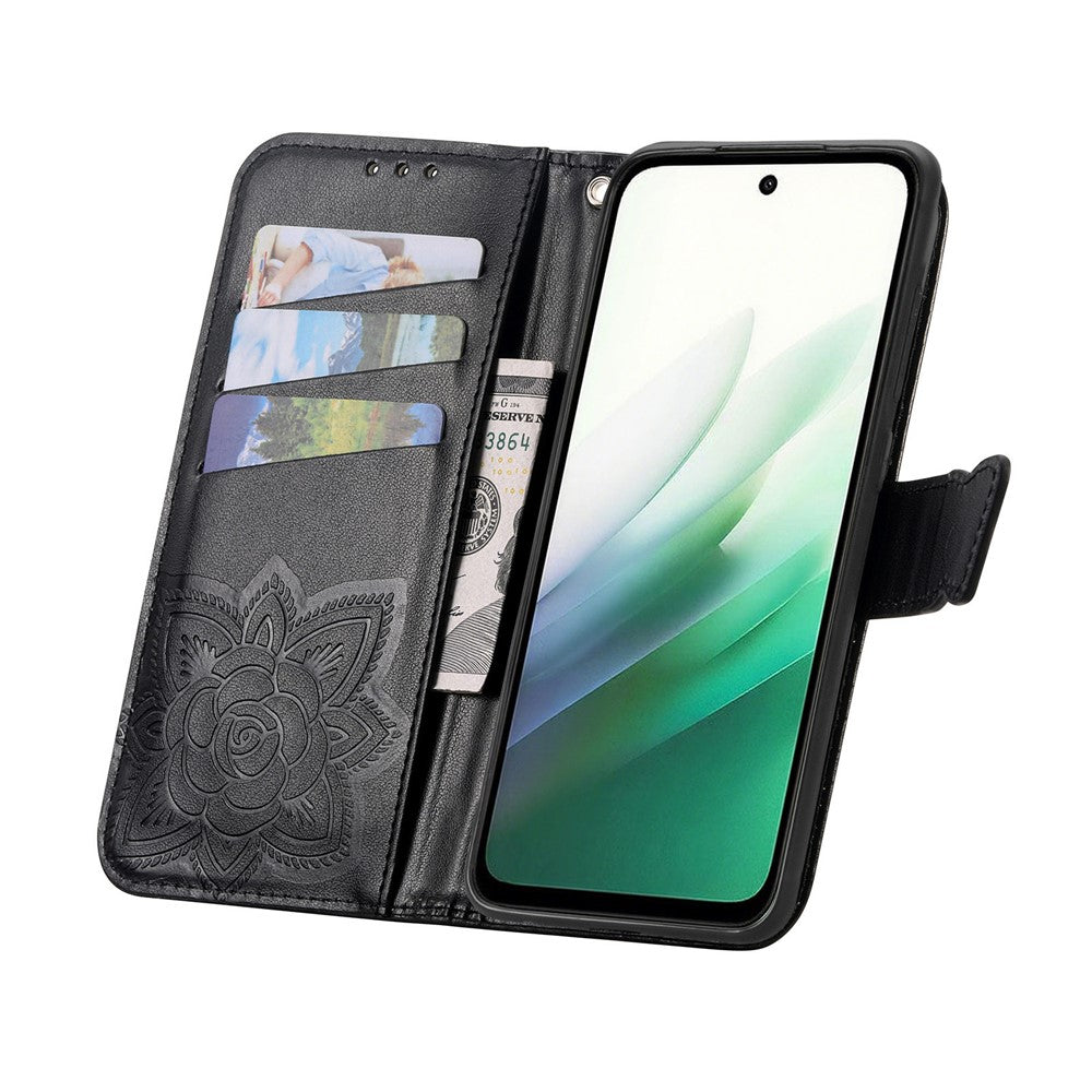 For Xiaomi 17 Pro Max Case with Strap Butterfly Pattern PU Leather Wallet Phone Cover - Black