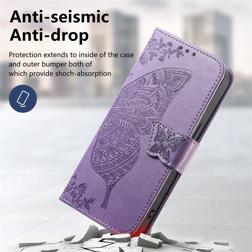 For Xiaomi 17 Pro Max Case with Strap Butterfly Pattern PU Leather Wallet Phone Cover - Light Purple