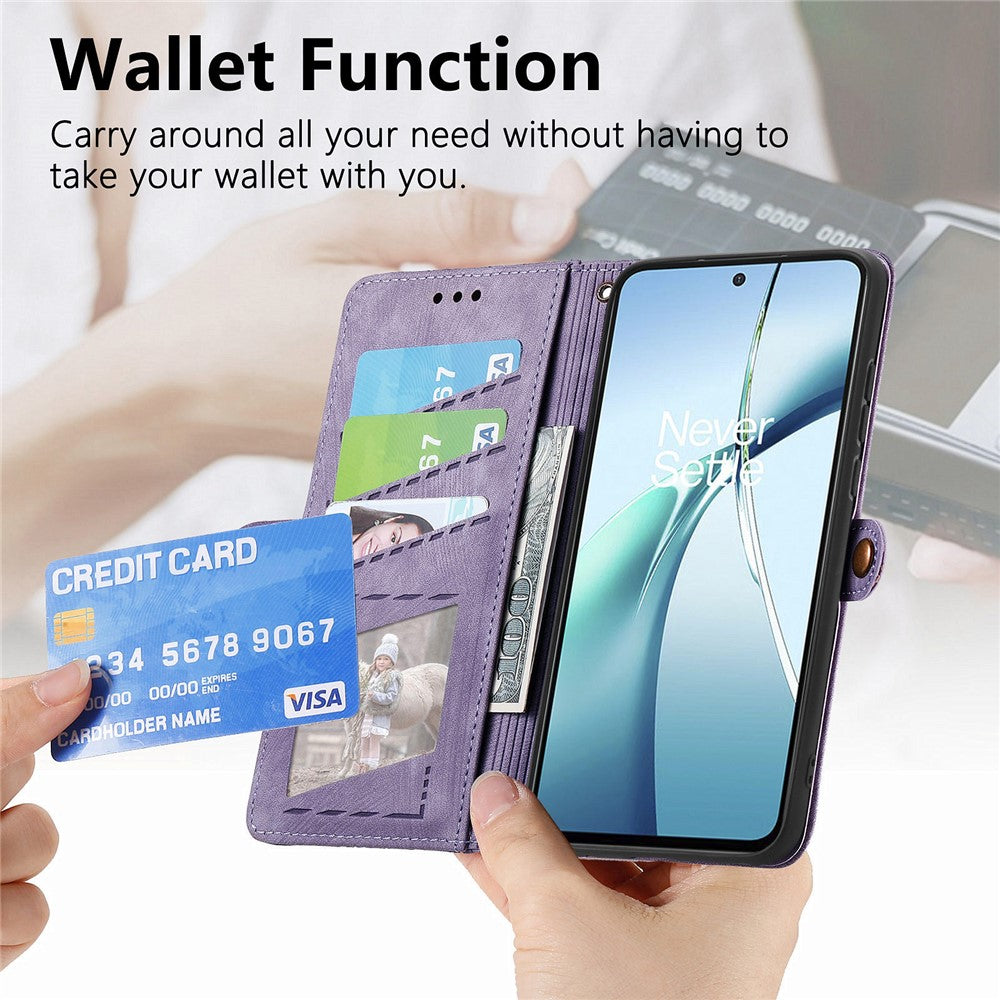 For Xiaomi 17 Pro Max Case Zipper Wallet Geometry Lines Leather Phone Cover with Strap - Light Purple