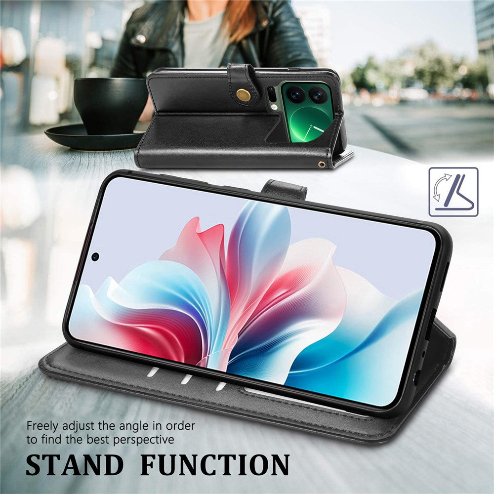 For Xiaomi 17 Pro Max Case Wallet Stand Leather Phone Cover with Wrist Strap - Black