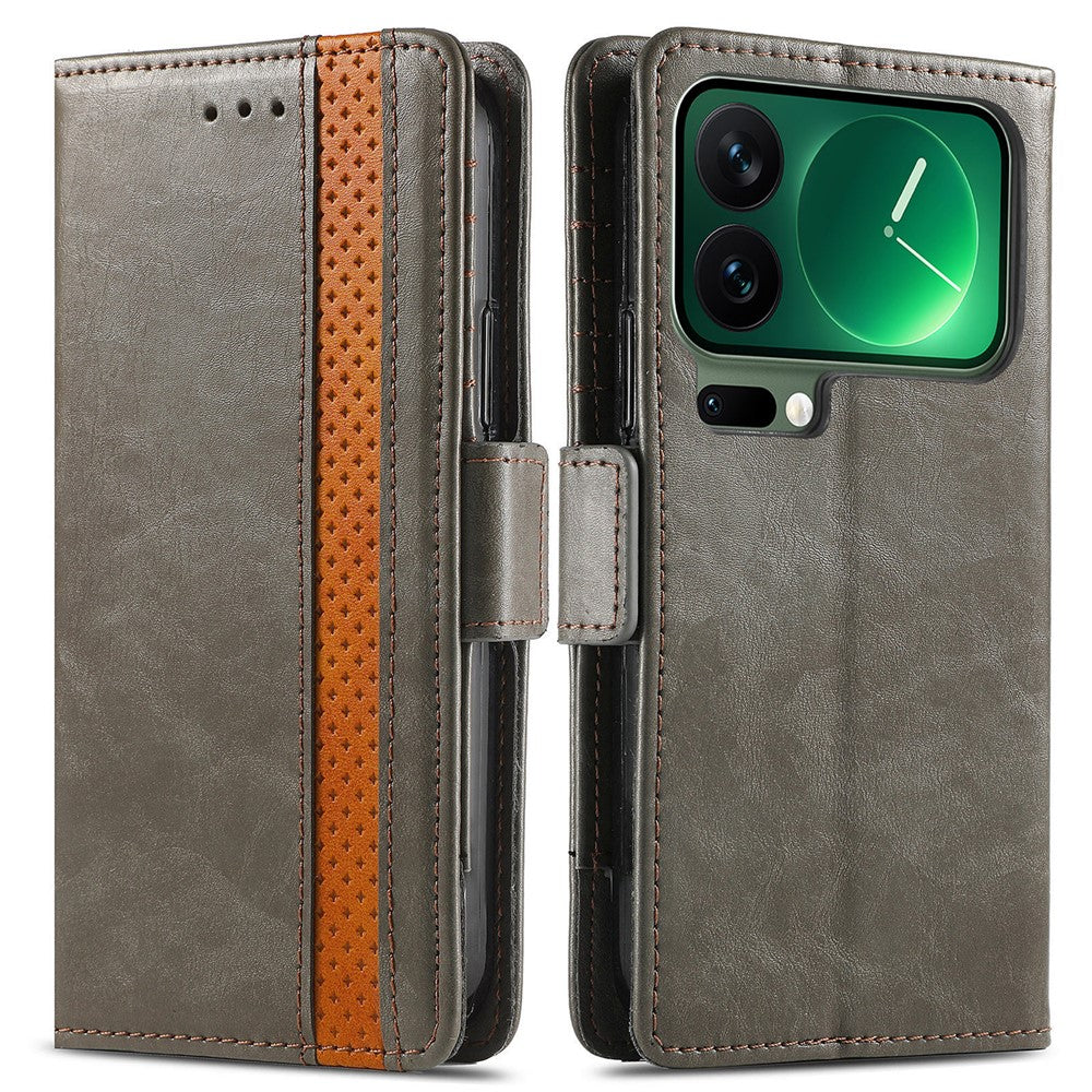 CASENEO For Xiaomi 17 Pro Max Phone Cases PU Leather Cover Stand with RFID Blocking Wallet - Grey