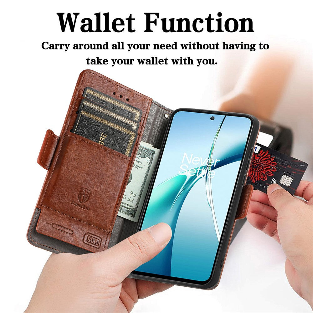 CASENEO For Xiaomi 17 Pro Max Phone Cases PU Leather Cover Stand with RFID Blocking Wallet - Dark Brown