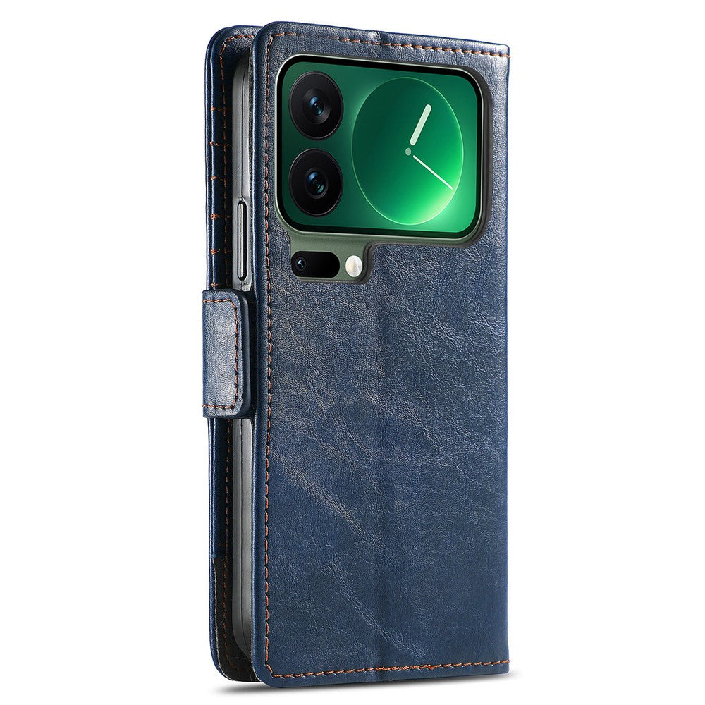 CASENEO For Xiaomi 17 Pro Max Phone Cases PU Leather Cover Stand with RFID Blocking Wallet - Dark Blue
