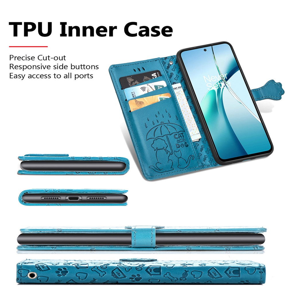For Xiaomi 17 Pro Max Case Flip Wallet Leather Phone Cover with Cute Cat Dog Pattern - Blue