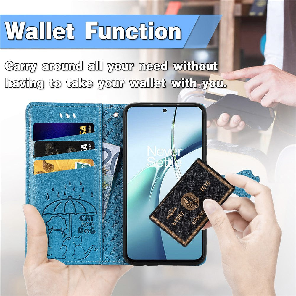 For Xiaomi 17 Pro Max Case Flip Wallet Leather Phone Cover with Cute Cat Dog Pattern - Blue