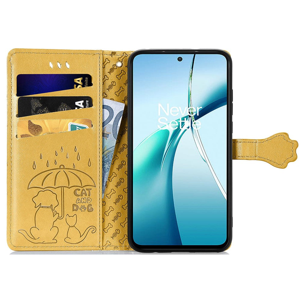 For Xiaomi 17 Pro Max Case Flip Wallet Leather Phone Cover with Cute Cat Dog Pattern - Yellow