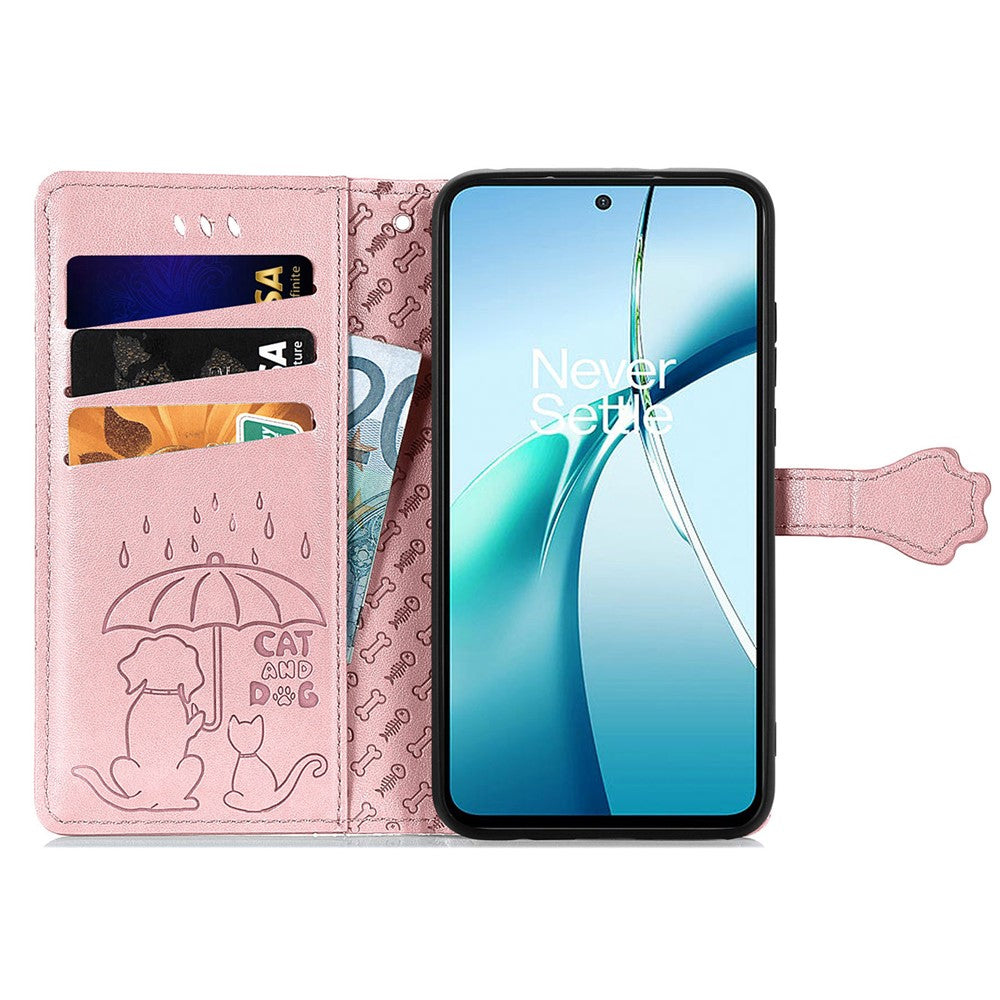 For Xiaomi 17 Pro Max Case Flip Wallet Leather Phone Cover with Cute Cat Dog Pattern - Rose Gold