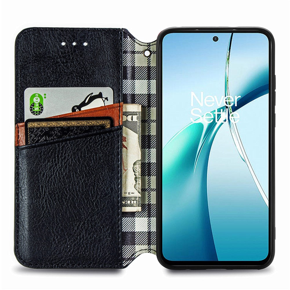 For Xiaomi 17 Pro Max Case Rhombus Imprint PU Leather Wallet Phone Cover - Black