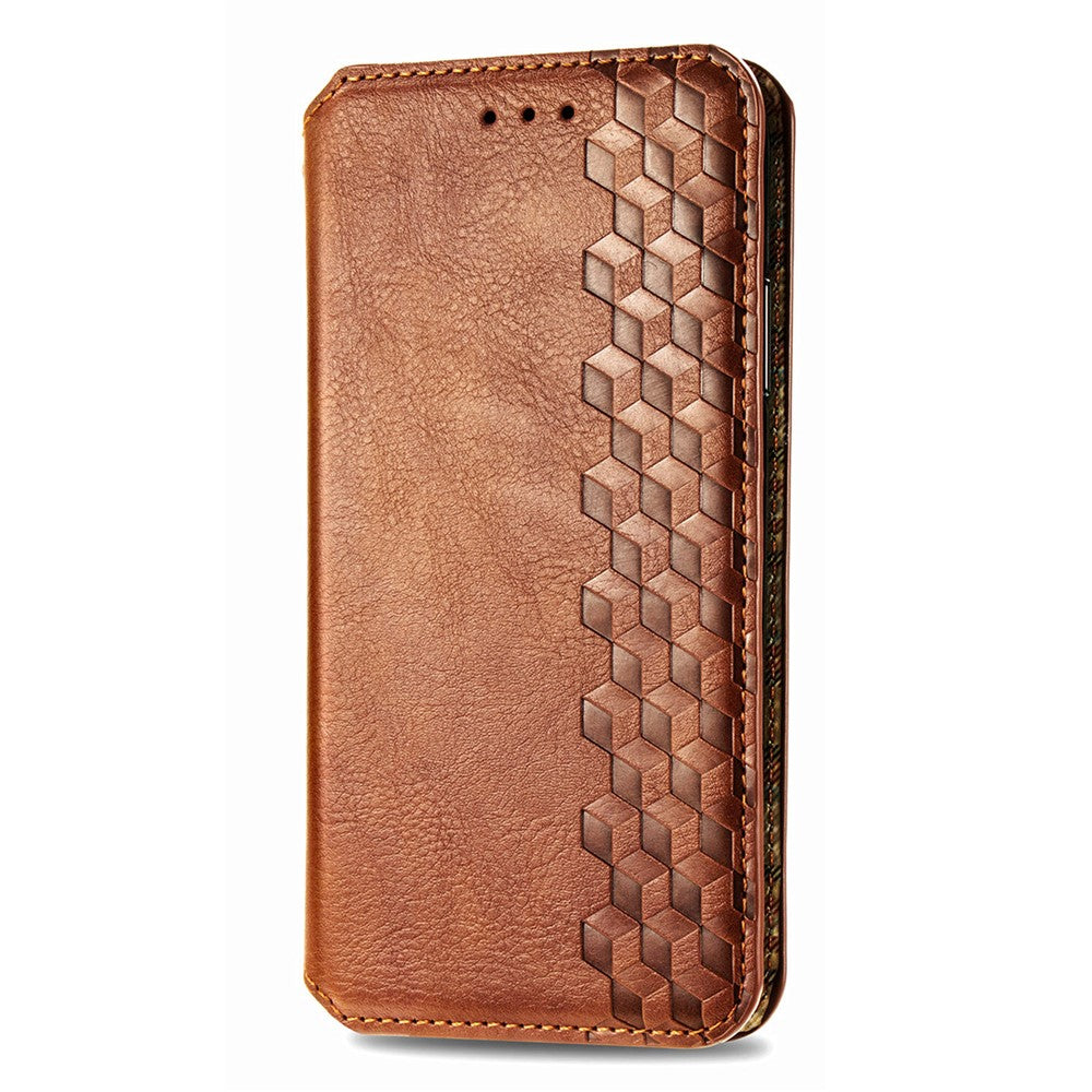 For Xiaomi 17 Pro Max Case Rhombus Imprint PU Leather Wallet Phone Cover - Brown