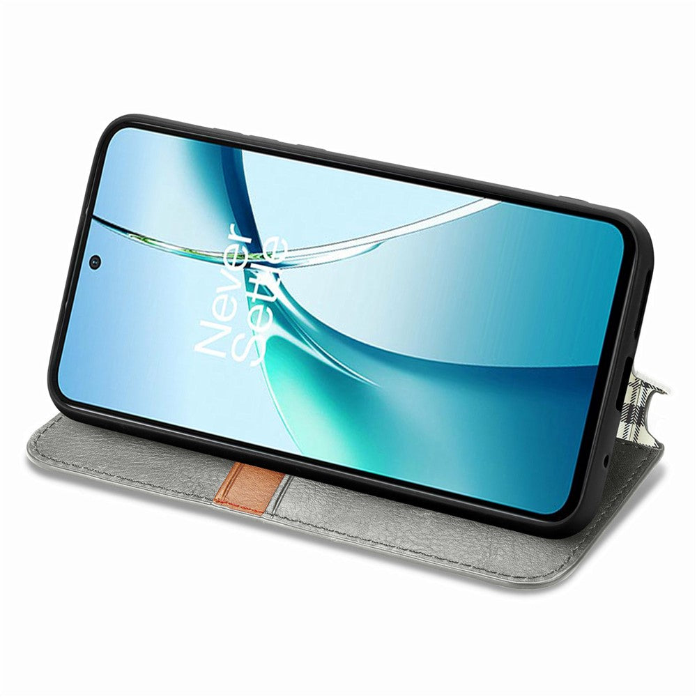 For Xiaomi 17 Pro Max Case Rhombus Imprint PU Leather Wallet Phone Cover - Grey