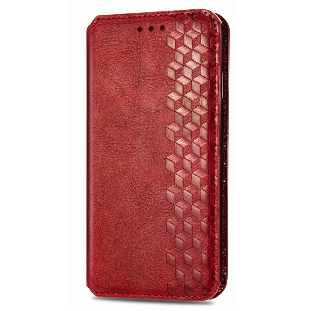 For Xiaomi 17 Pro Max Case Rhombus Imprint PU Leather Wallet Phone Cover - Red