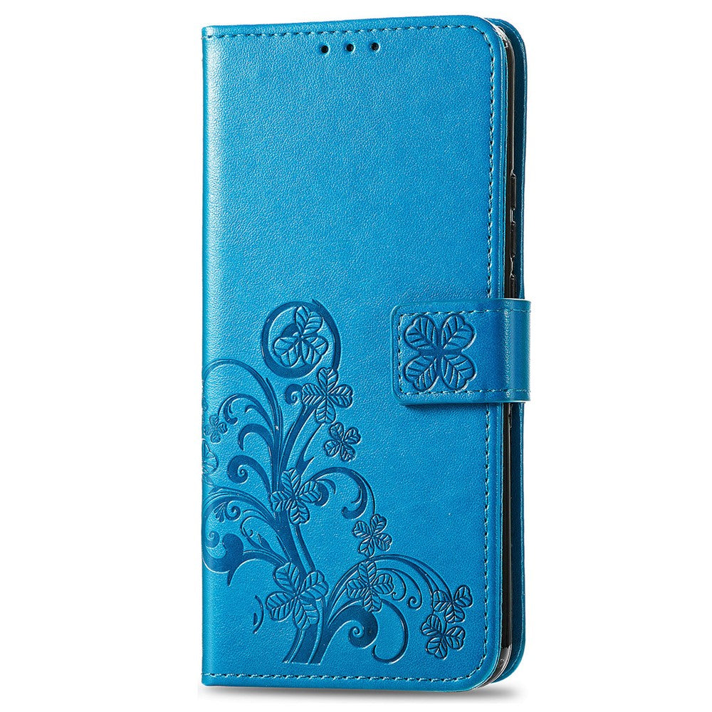 For Xiaomi 17 Pro Max Leather Case Four-Leaf Clover Wallet Phone Cover - Blue