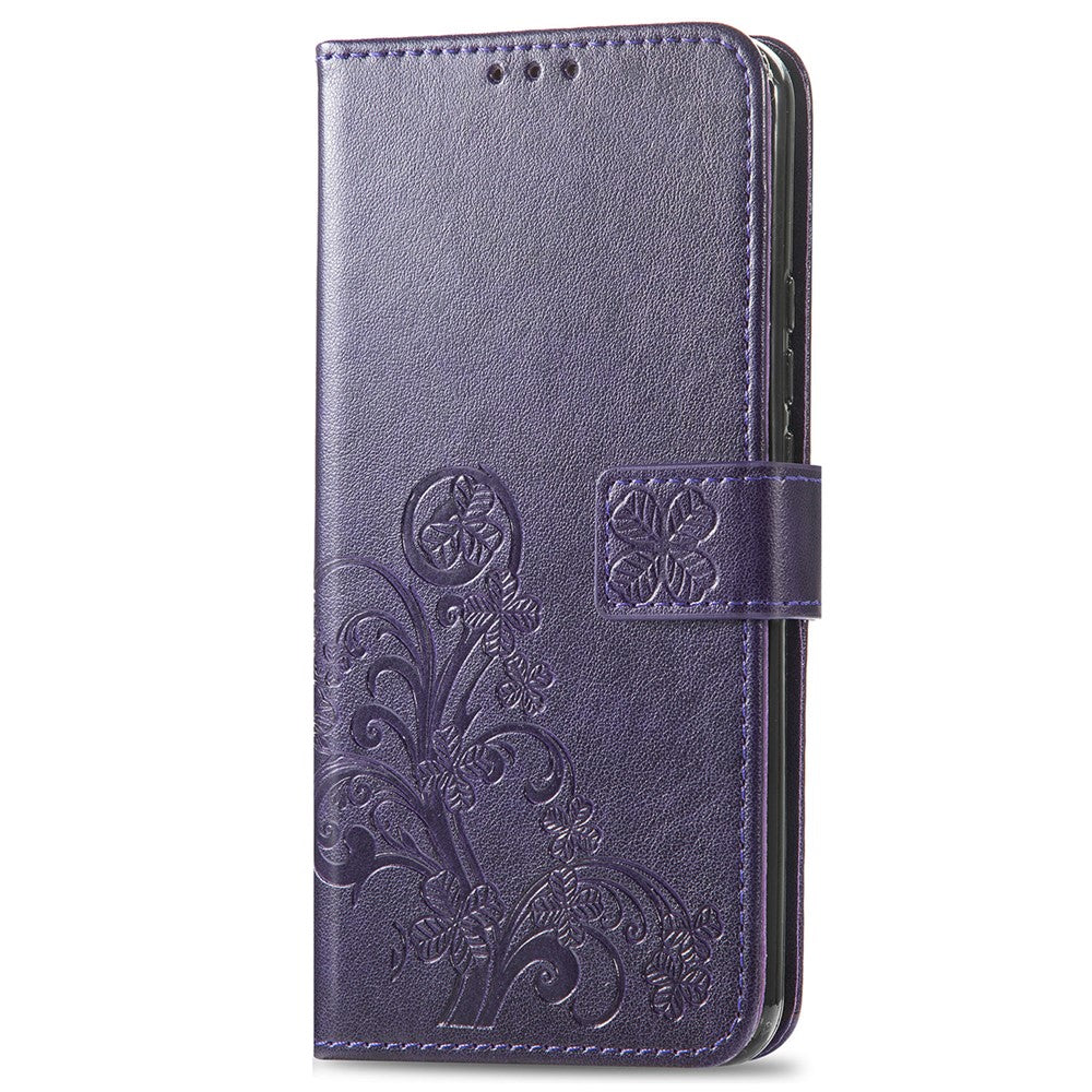 For Xiaomi 17 Pro Max Leather Case Four-Leaf Clover Wallet Phone Cover - Purple