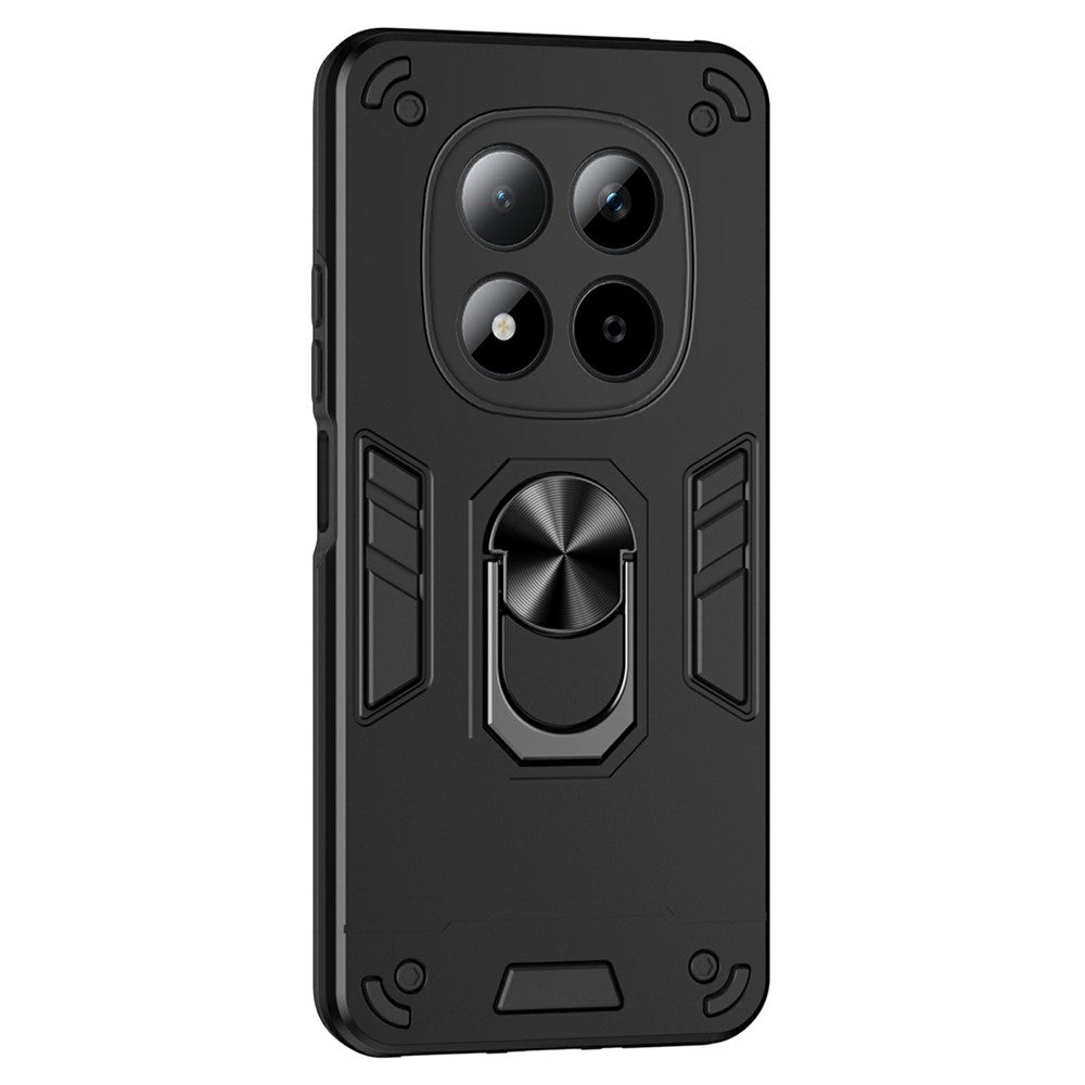 For Xiaomi Redmi Note 15 Pro 5G (Global) Case PC + TPU Drop Defend Phone Cover with Ring Kickstand - Black
