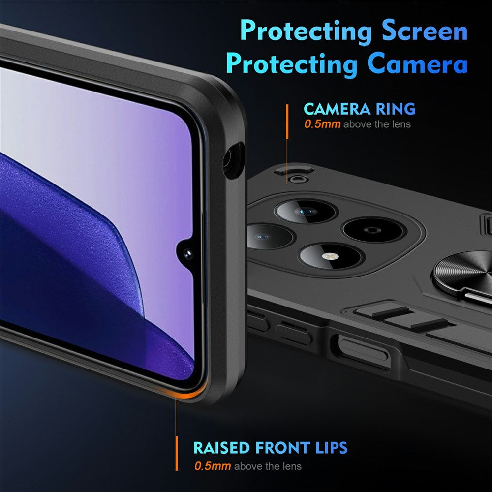 For Xiaomi Redmi Note 15 Pro 5G (Global) Case PC + TPU Drop Defend Phone Cover with Ring Kickstand - Black