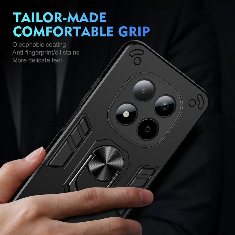 For Xiaomi Redmi Note 15 Pro 5G (Global) Case PC + TPU Drop Defend Phone Cover with Ring Kickstand - Black