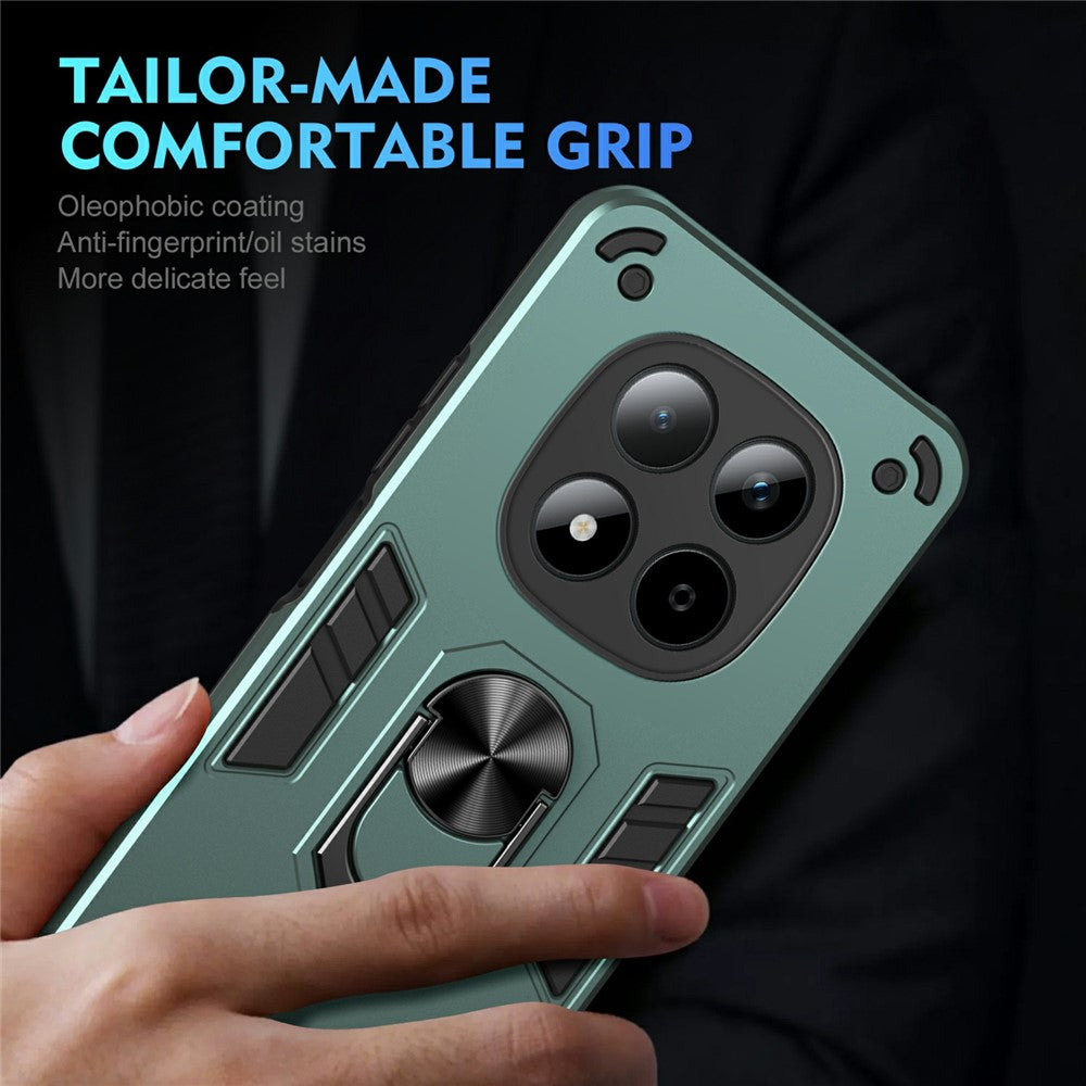 For Xiaomi Redmi Note 15 Pro 5G (Global) Case PC + TPU Drop Defend Phone Cover with Ring Kickstand - Green
