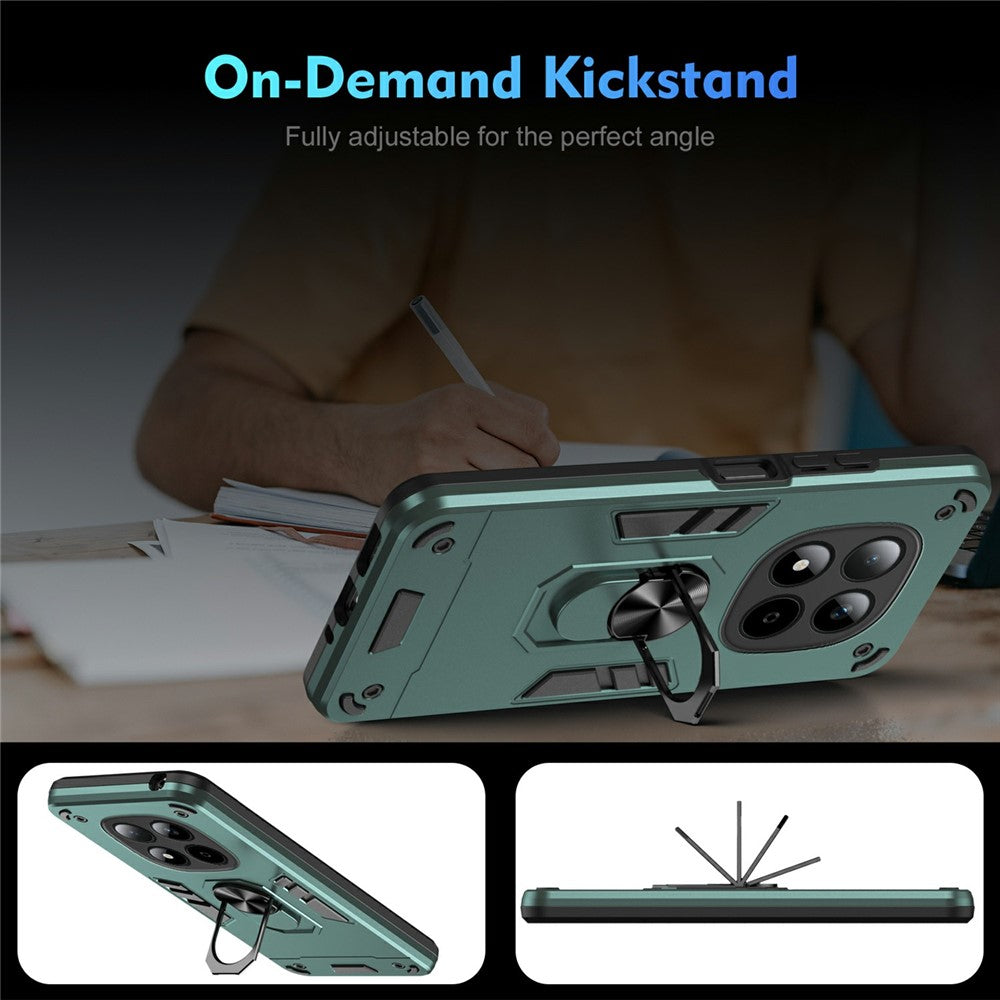 For Xiaomi Redmi Note 15 Pro 5G (Global) Case PC + TPU Drop Defend Phone Cover with Ring Kickstand - Green
