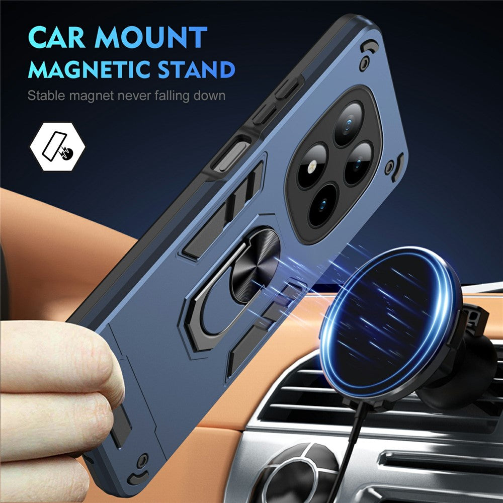 For Xiaomi Poco M8 Pro 5G / Redmi Note 15 Pro+ 5G (Global) Case PC + TPU Drop Defend Phone Cover with Ring Kickstand - Blue