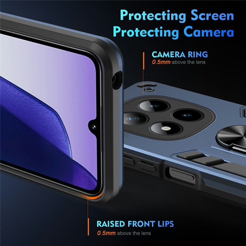 For Xiaomi Poco M8 Pro 5G / Redmi Note 15 Pro+ 5G (Global) Case PC + TPU Drop Defend Phone Cover with Ring Kickstand - Blue
