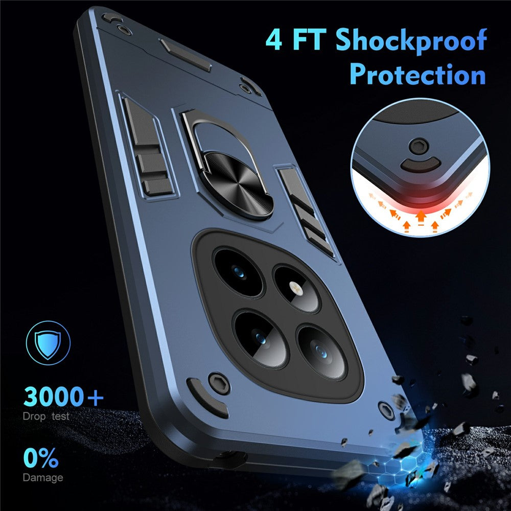 For Xiaomi Poco M8 Pro 5G / Redmi Note 15 Pro+ 5G (Global) Case PC + TPU Drop Defend Phone Cover with Ring Kickstand - Blue
