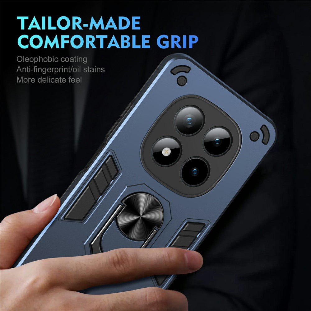 For Xiaomi Poco M8 Pro 5G / Redmi Note 15 Pro+ 5G (Global) Case PC + TPU Drop Defend Phone Cover with Ring Kickstand - Blue