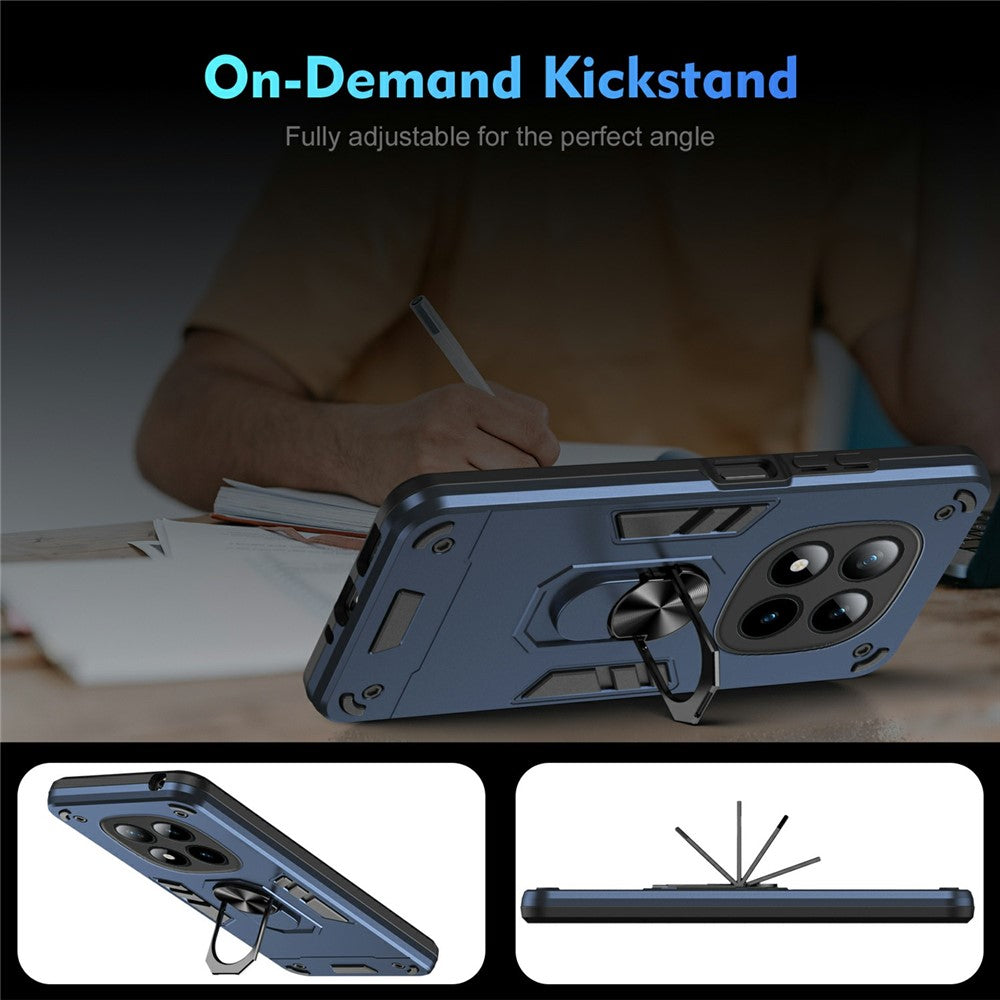 For Xiaomi Poco M8 Pro 5G / Redmi Note 15 Pro+ 5G (Global) Case PC + TPU Drop Defend Phone Cover with Ring Kickstand - Blue