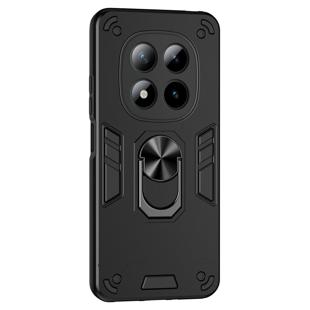 For Xiaomi Poco M8 Pro 5G / Redmi Note 15 Pro+ 5G (Global) Case PC + TPU Drop Defend Phone Cover with Ring Kickstand - Black