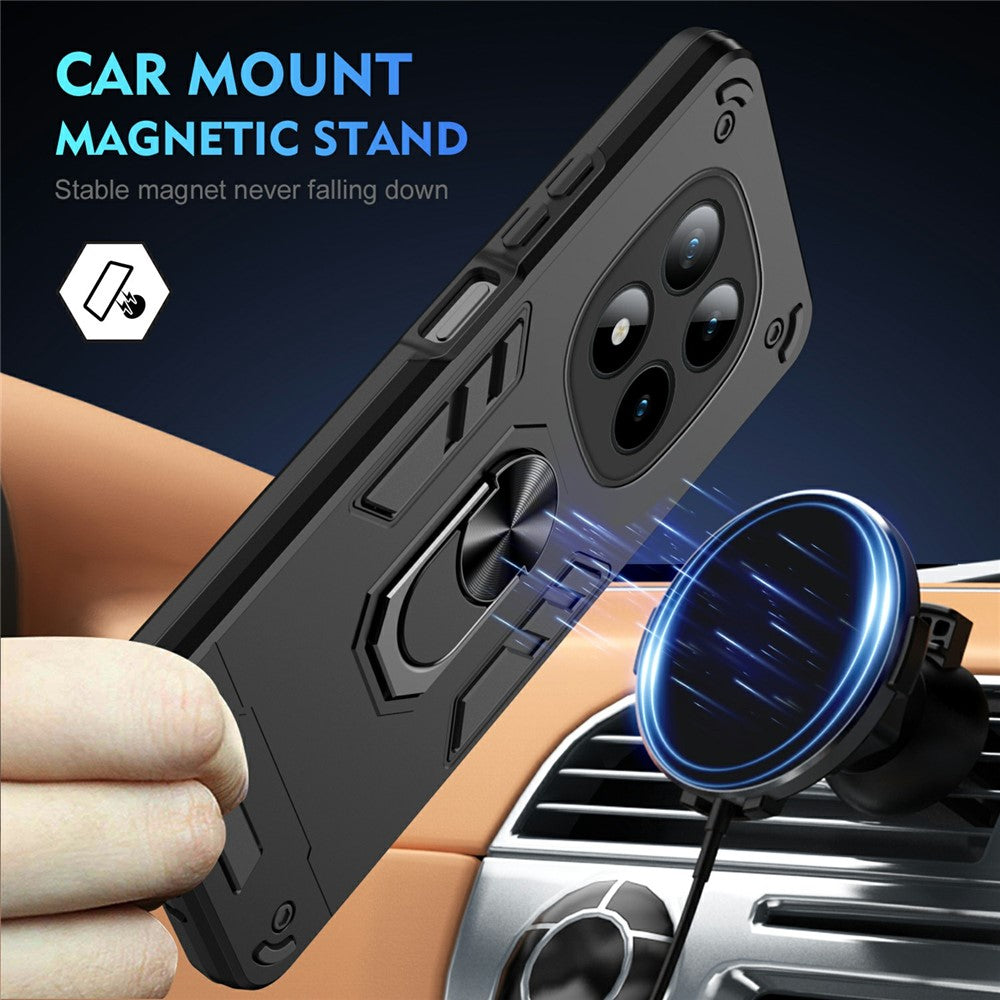 For Xiaomi Poco M8 Pro 5G / Redmi Note 15 Pro+ 5G (Global) Case PC + TPU Drop Defend Phone Cover with Ring Kickstand - Black