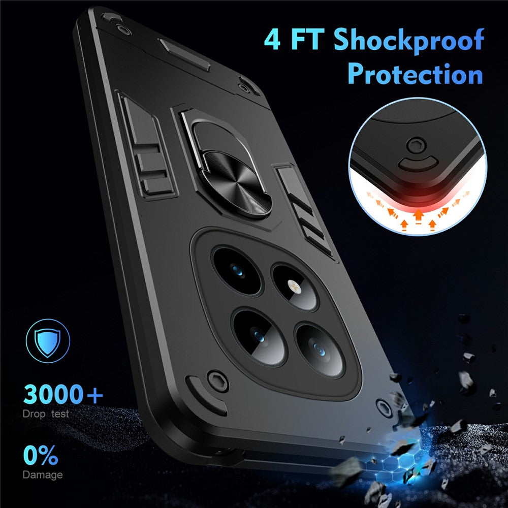 For Xiaomi Poco M8 Pro 5G / Redmi Note 15 Pro+ 5G (Global) Case PC + TPU Drop Defend Phone Cover with Ring Kickstand - Black