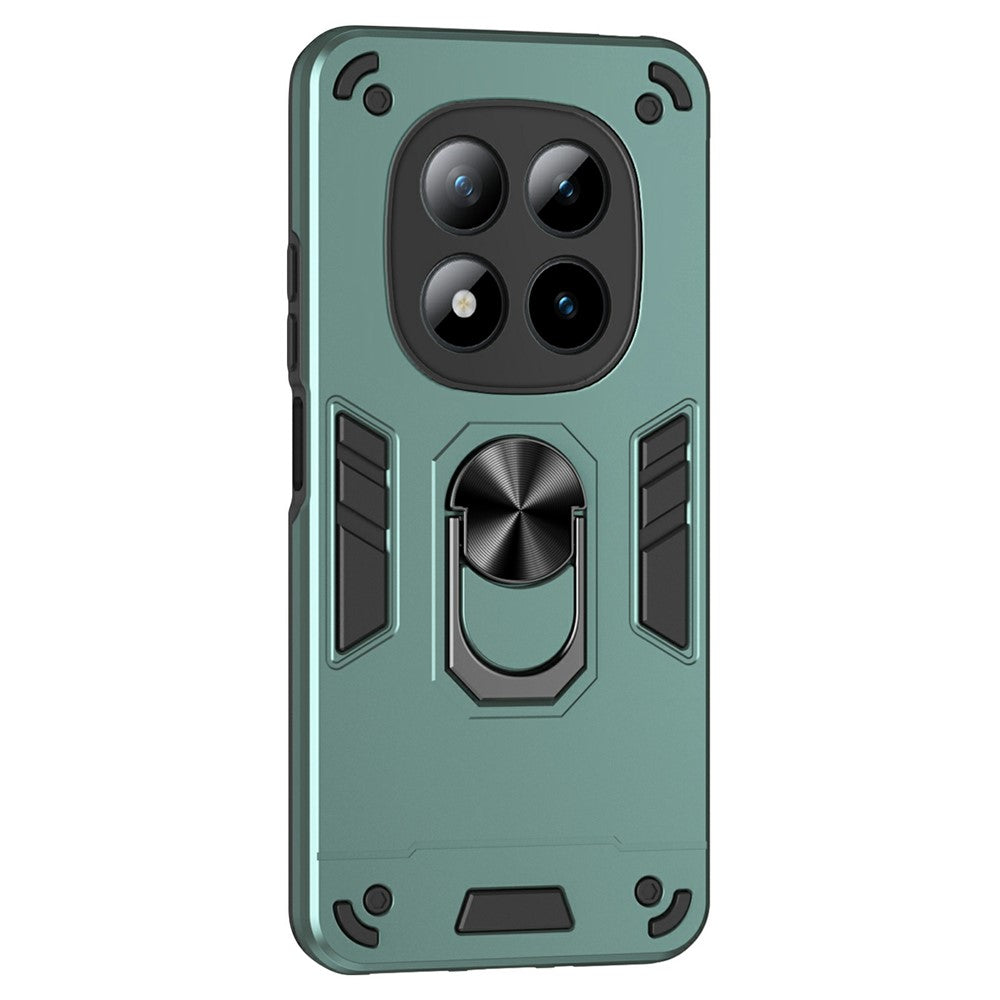 For Xiaomi Poco M8 Pro 5G / Redmi Note 15 Pro+ 5G (Global) Case PC + TPU Drop Defend Phone Cover with Ring Kickstand - Green