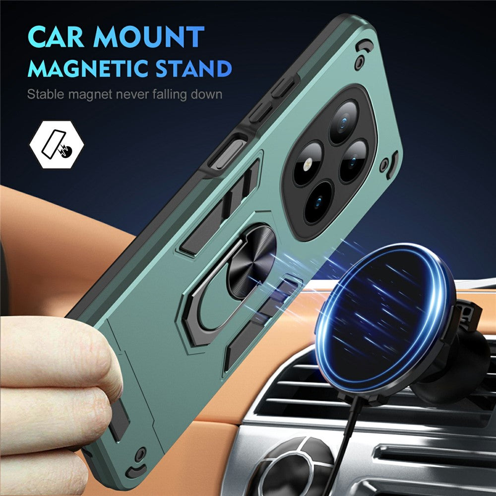 For Xiaomi Poco M8 Pro 5G / Redmi Note 15 Pro+ 5G (Global) Case PC + TPU Drop Defend Phone Cover with Ring Kickstand - Green