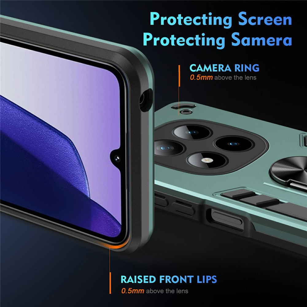 For Xiaomi Poco M8 Pro 5G / Redmi Note 15 Pro+ 5G (Global) Case PC + TPU Drop Defend Phone Cover with Ring Kickstand - Green
