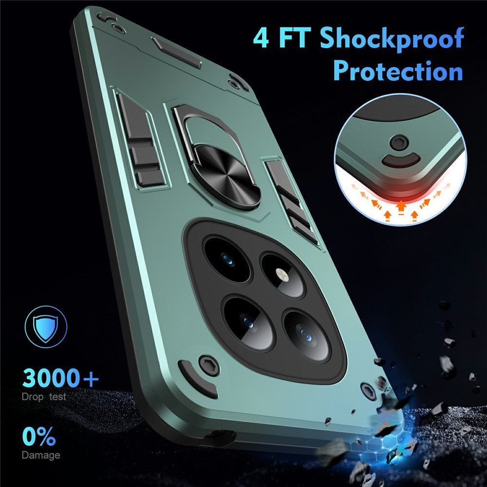 For Xiaomi Poco M8 Pro 5G / Redmi Note 15 Pro+ 5G (Global) Case PC + TPU Drop Defend Phone Cover with Ring Kickstand - Green