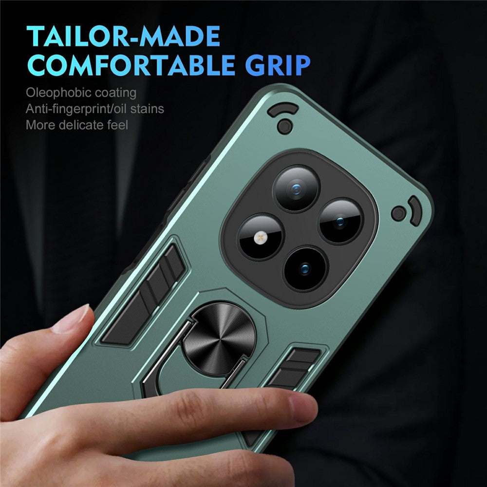 For Xiaomi Poco M8 Pro 5G / Redmi Note 15 Pro+ 5G (Global) Case PC + TPU Drop Defend Phone Cover with Ring Kickstand - Green