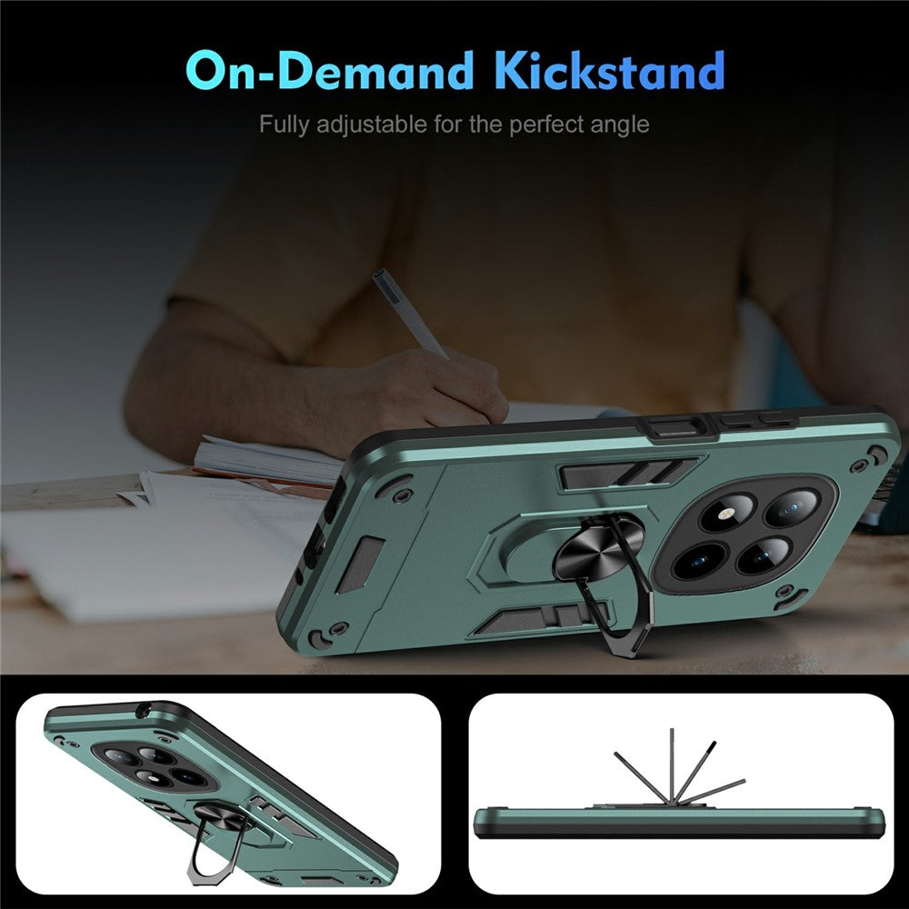 For Xiaomi Poco M8 Pro 5G / Redmi Note 15 Pro+ 5G (Global) Case PC + TPU Drop Defend Phone Cover with Ring Kickstand - Green