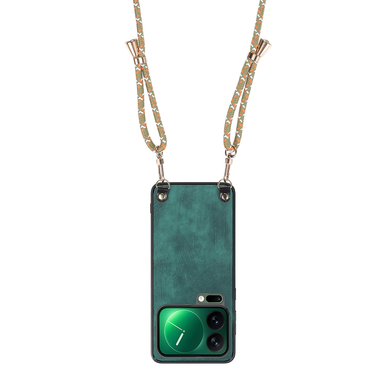 For Xiaomi 17 Pro Retro Leather Phone Back Cover with Adjustable Strap - Green